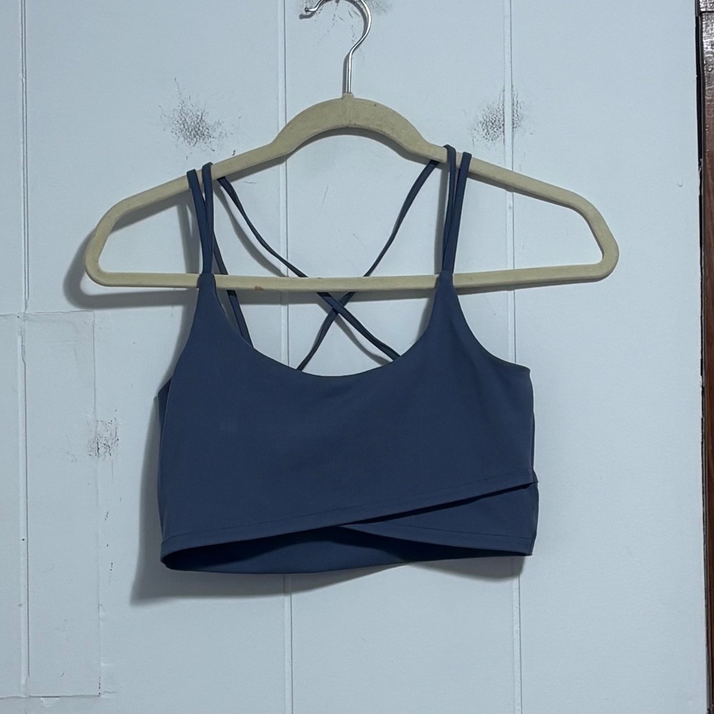 La Kottee Los Angeles Womens Blue Gray Strappy Crossover Sports‎ Bra Small